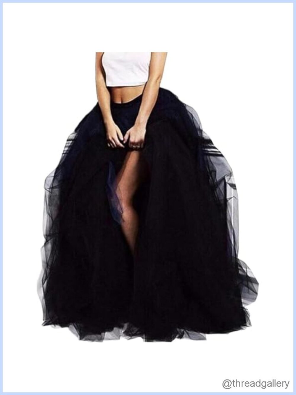 Floor Length Layered Tulle Maxi Skirt High Waist Ruffled A-Line Dance Prom